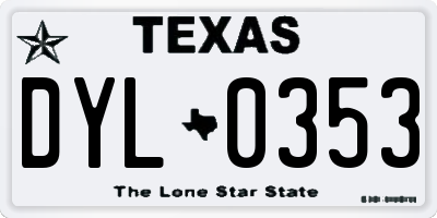 TX license plate DYL0353