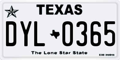 TX license plate DYL0365