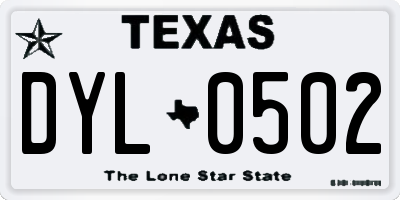 TX license plate DYL0502