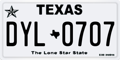 TX license plate DYL0707