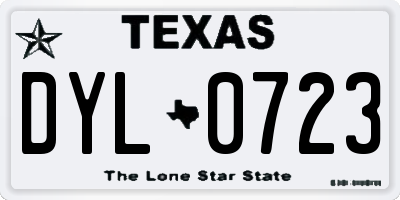 TX license plate DYL0723