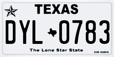 TX license plate DYL0783