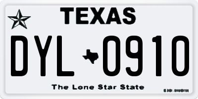 TX license plate DYL0910