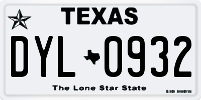 TX license plate DYL0932