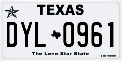 TX license plate DYL0961