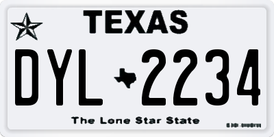 TX license plate DYL2234