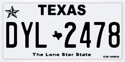 TX license plate DYL2478