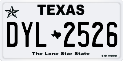 TX license plate DYL2526
