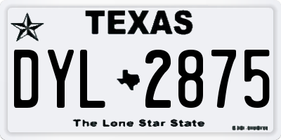 TX license plate DYL2875