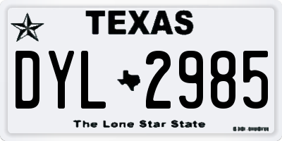 TX license plate DYL2985