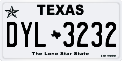 TX license plate DYL3232