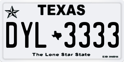 TX license plate DYL3333