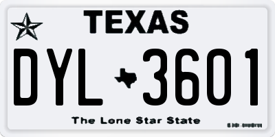 TX license plate DYL3601