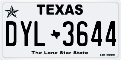 TX license plate DYL3644