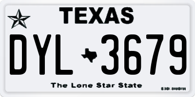 TX license plate DYL3679