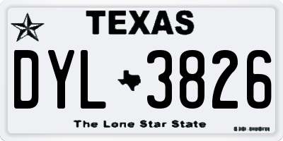 TX license plate DYL3826