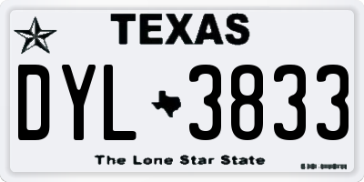TX license plate DYL3833