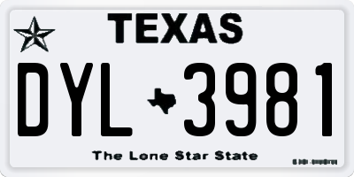 TX license plate DYL3981
