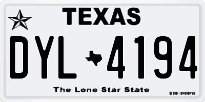 TX license plate DYL4194