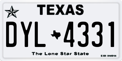 TX license plate DYL4331