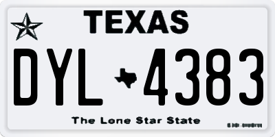 TX license plate DYL4383