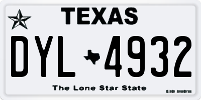 TX license plate DYL4932