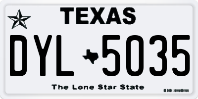 TX license plate DYL5035