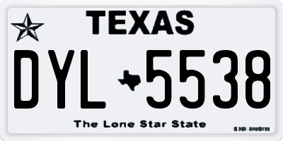 TX license plate DYL5538