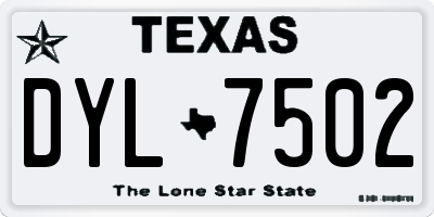 TX license plate DYL7502