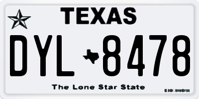 TX license plate DYL8478