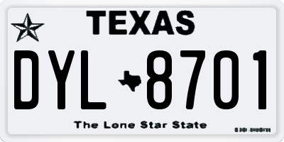 TX license plate DYL8701