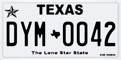 TX license plate DYM0042