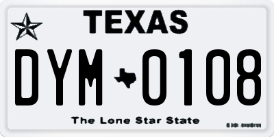 TX license plate DYM0108