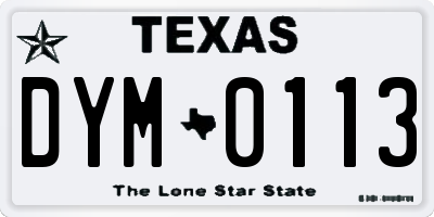 TX license plate DYM0113