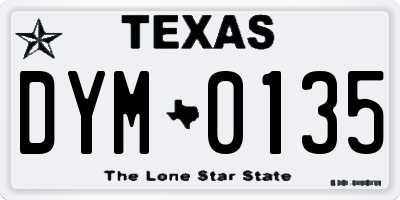 TX license plate DYM0135