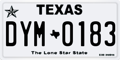 TX license plate DYM0183
