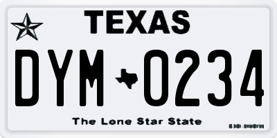 TX license plate DYM0234