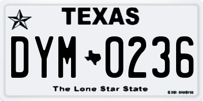 TX license plate DYM0236