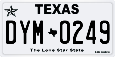 TX license plate DYM0249