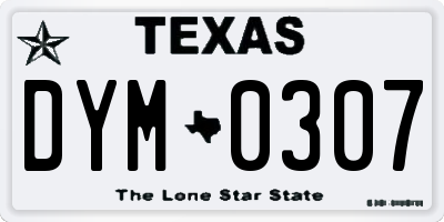 TX license plate DYM0307