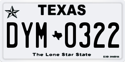 TX license plate DYM0322