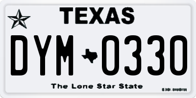 TX license plate DYM0330
