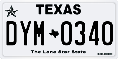 TX license plate DYM0340