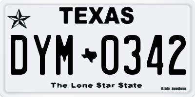TX license plate DYM0342