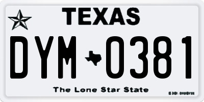 TX license plate DYM0381