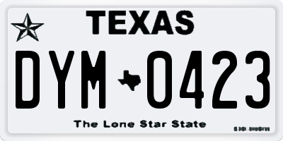 TX license plate DYM0423