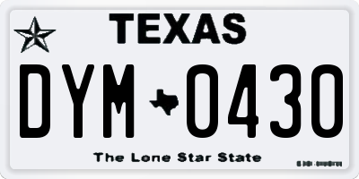 TX license plate DYM0430