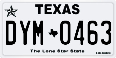 TX license plate DYM0463