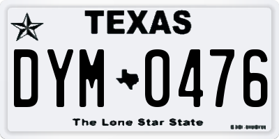 TX license plate DYM0476