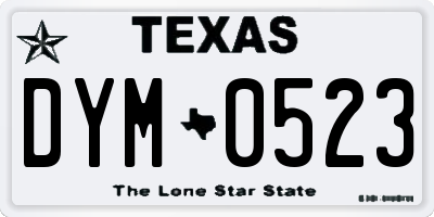 TX license plate DYM0523